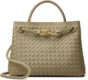 Woven Tote Bag Womens Purse: Vegan Leather Shoulder Handbags - Fashion Summer Beach Tote Bags - Large Travel Totes