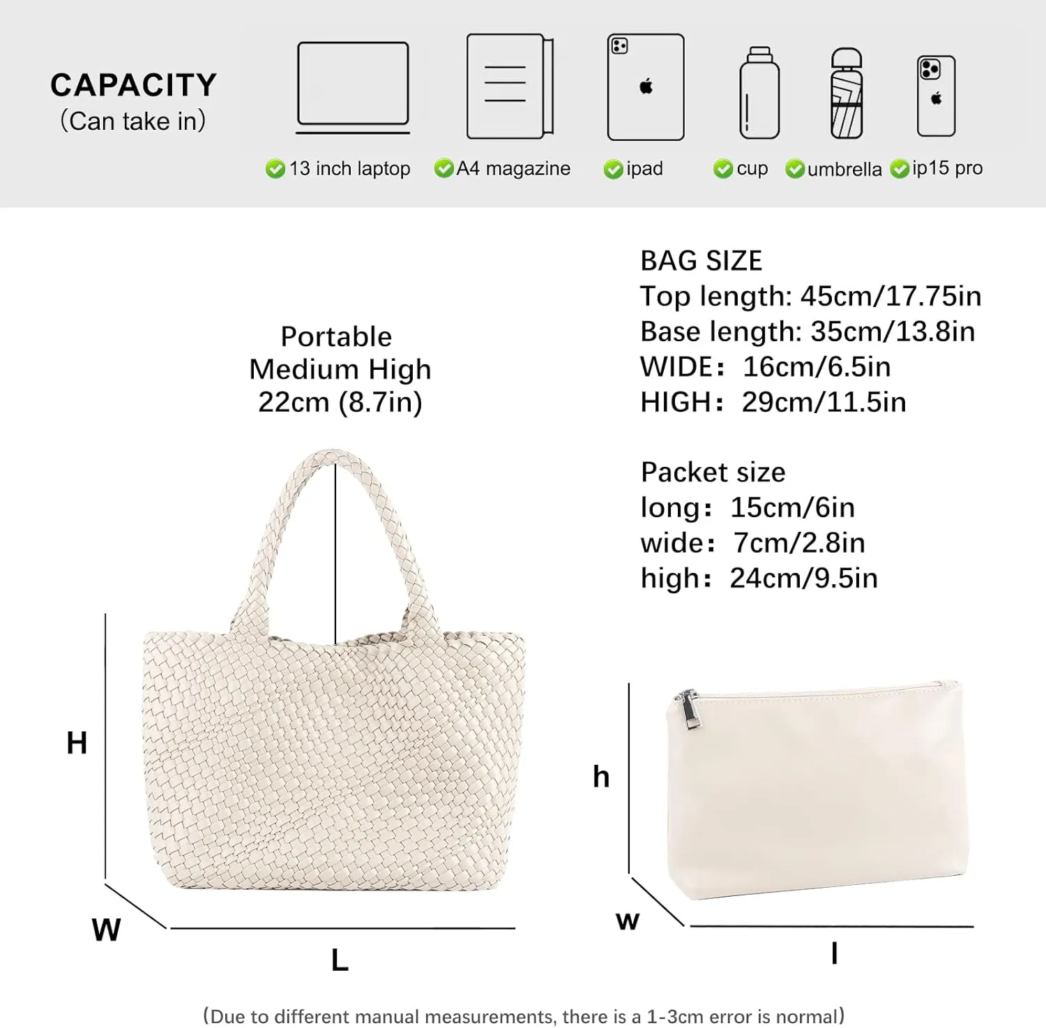 Woven Tote Bag Womens Purse Vegan Leather Shoulder Handbags Fashion Summer Beach Tote Bags Large Travel Totes