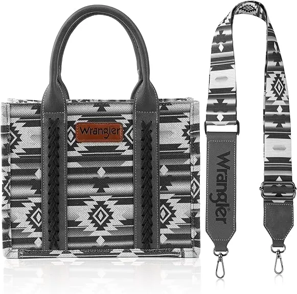 WRANGLER ALL-OVER AZTEC DUAL SIDED PRINT CROSSBODY CANVAS TOTES