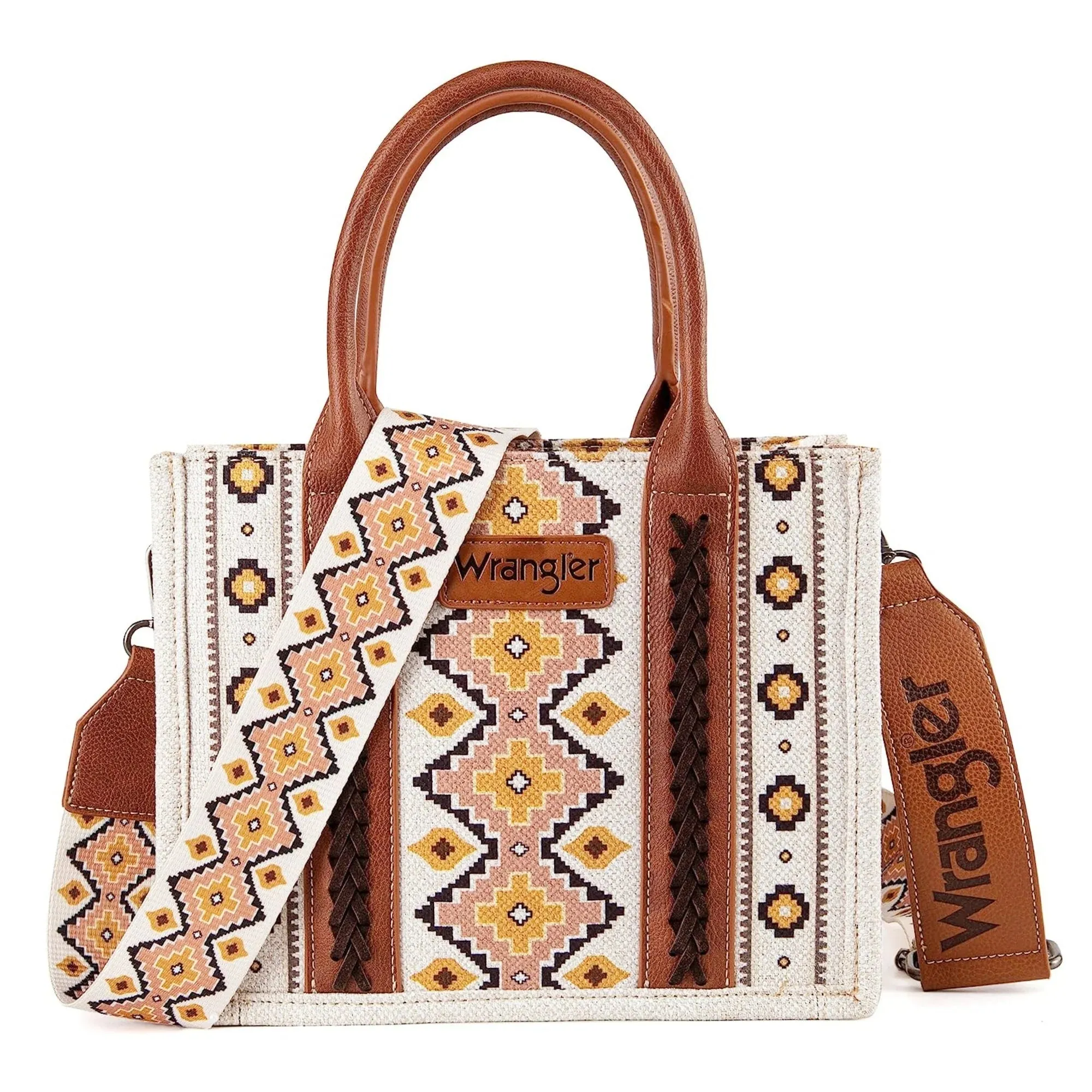WRANGLER ALL-OVER AZTEC DUAL SIDED PRINT CROSSBODY CANVAS TOTES