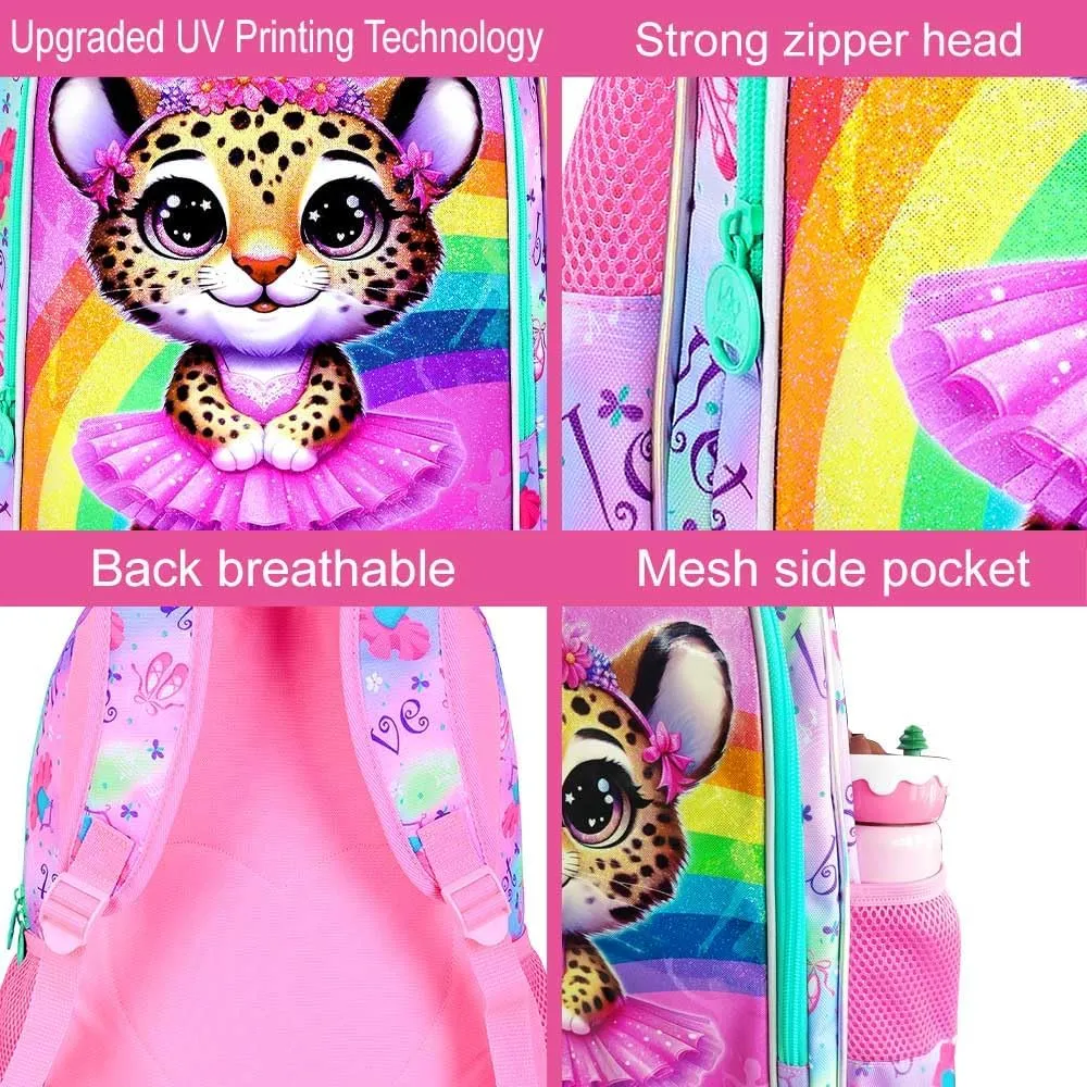 WZLVO 3PCS Kids Backpack for Girls, Unicorn Dinosaur Animal Prechool Elementary Kindergarten School Bookbag with Lunch Box