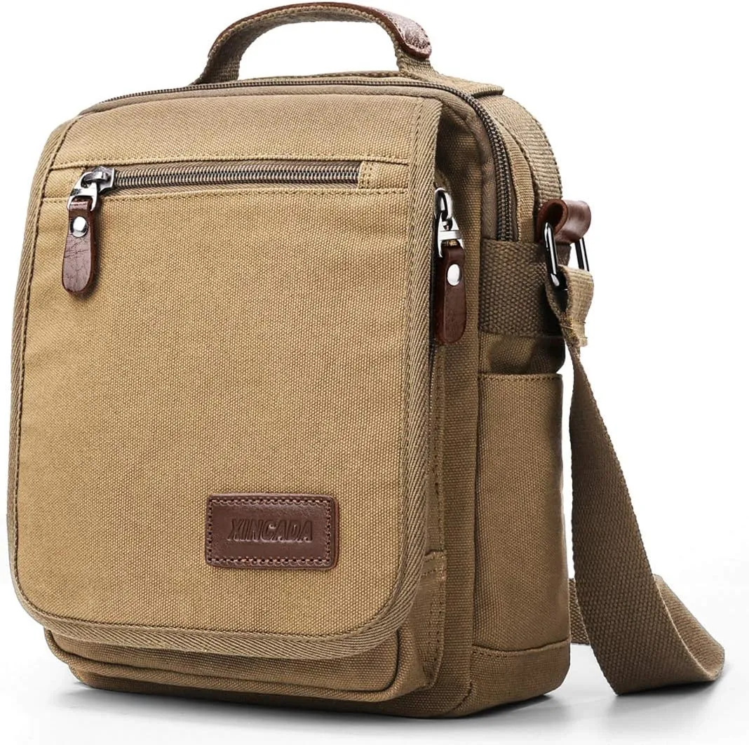 XINCADA Mens Bag Messenger Bag Canvas Shoulder Bags Travel Bag Man Purse Crossbody Bags for Work Business