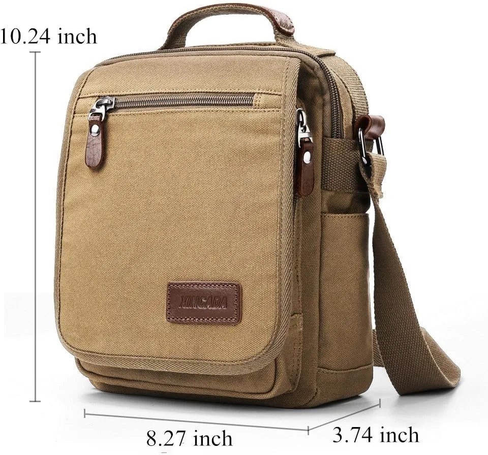 XINCADA Mens Bag Messenger Bag Canvas Shoulder Bags Travel Bag Man Purse Crossbody Bags for Work Business