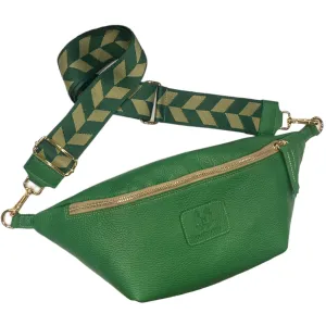 XL. GREEN LEATHER STATMENT BELT BAG