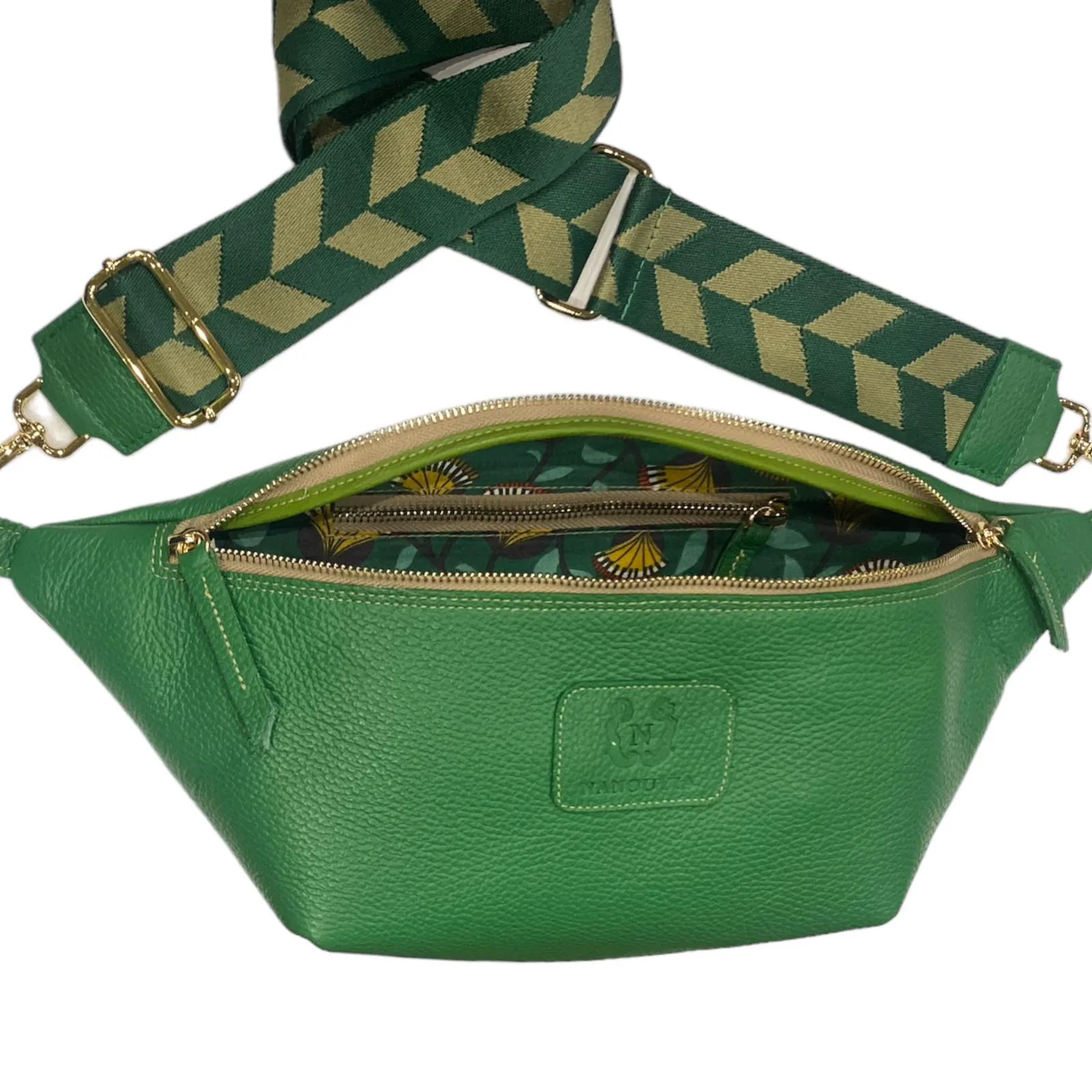 XL. GREEN LEATHER STATMENT BELT BAG