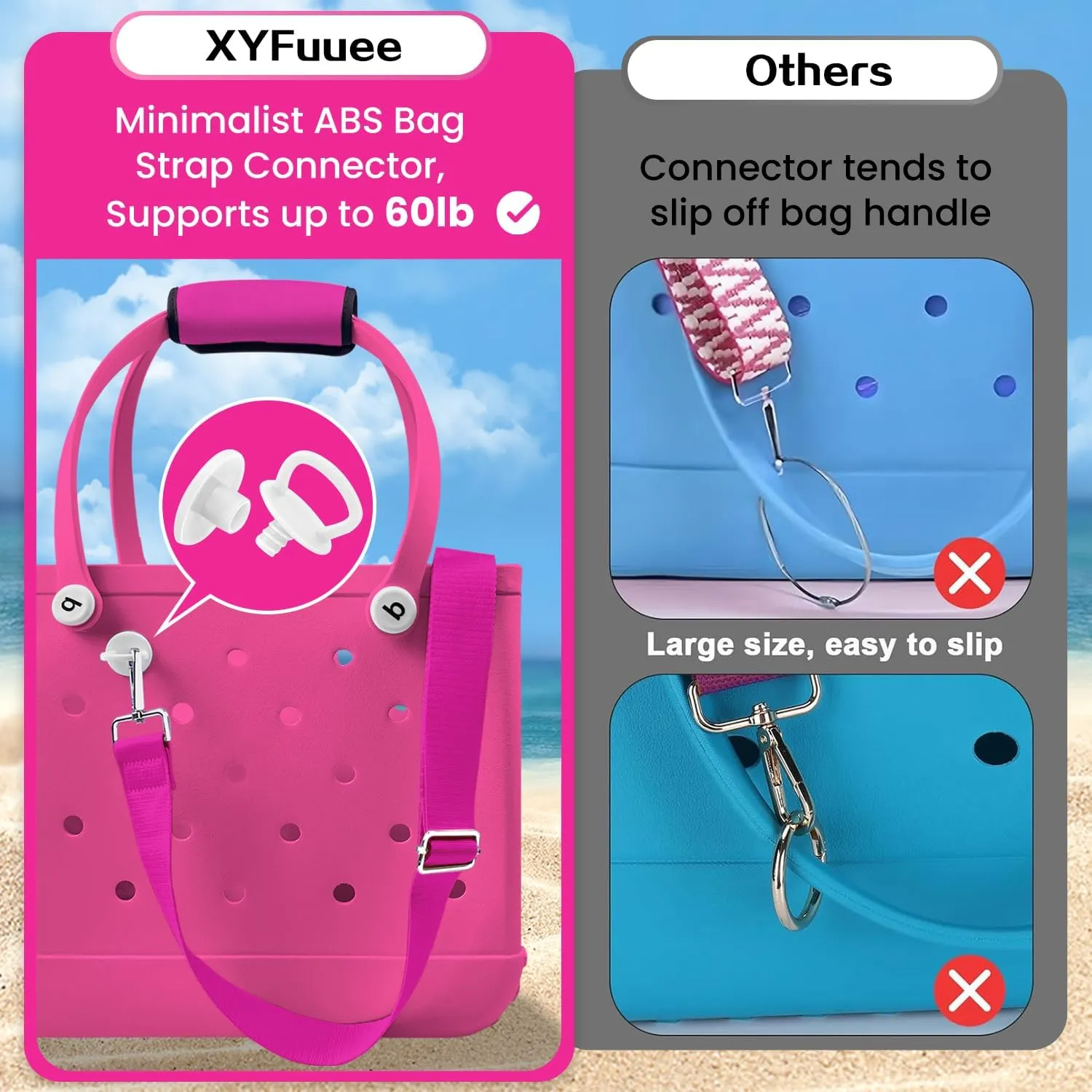 XYFuuee Strap Wrap for Bogg Bag Accessories, Adjustable Crossbody Shoulder Straps Replacement, Beach Bag Handle Cover