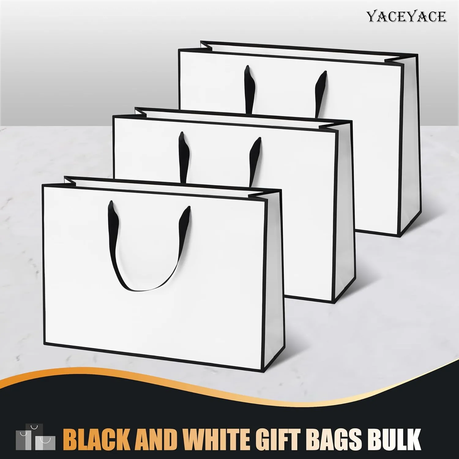 YACEYACE Large White Paper Gift Bags, 20Pcs 15.7"x4.7"x11" Extra Large White Gift Bags with Ribbon HandlesBulk, Heavy Duty Paper Shopping Bags