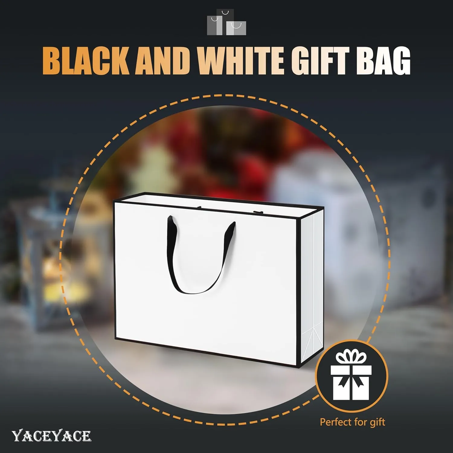 YACEYACE Large White Paper Gift Bags, 20Pcs 15.7"x4.7"x11" Extra Large White Gift Bags with Ribbon HandlesBulk, Heavy Duty Paper Shopping Bags