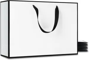 YACEYACE Large White Paper Gift Bags, 20Pcs 15.7"x4.7"x11" Extra Large White Gift Bags with Ribbon HandlesBulk, Heavy Duty Paper Shopping Bags