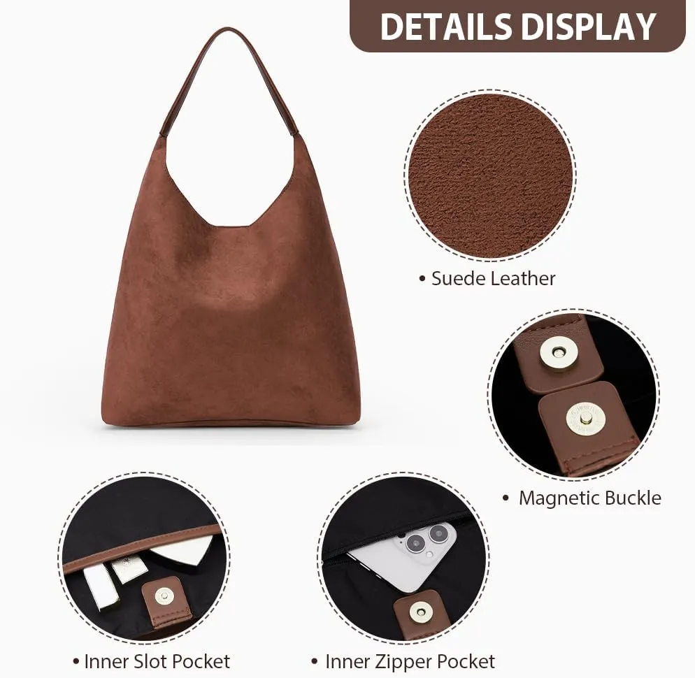 YFGBCX Tote Bags for Women Work Bags Suede Slouchy Bag Hobo Handbag Office Tote Handbag