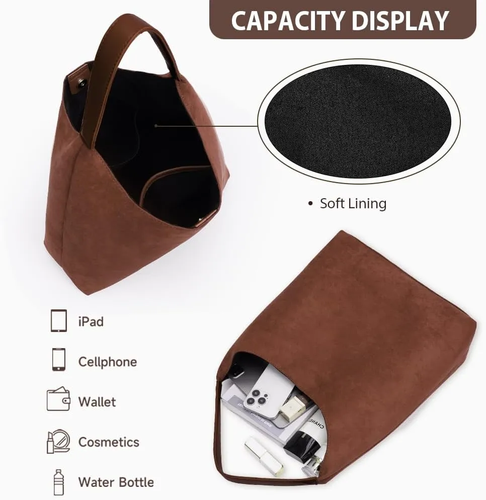 YFGBCX Tote Bags for Women Work Bags Suede Slouchy Bag Hobo Handbag Office Tote Handbag