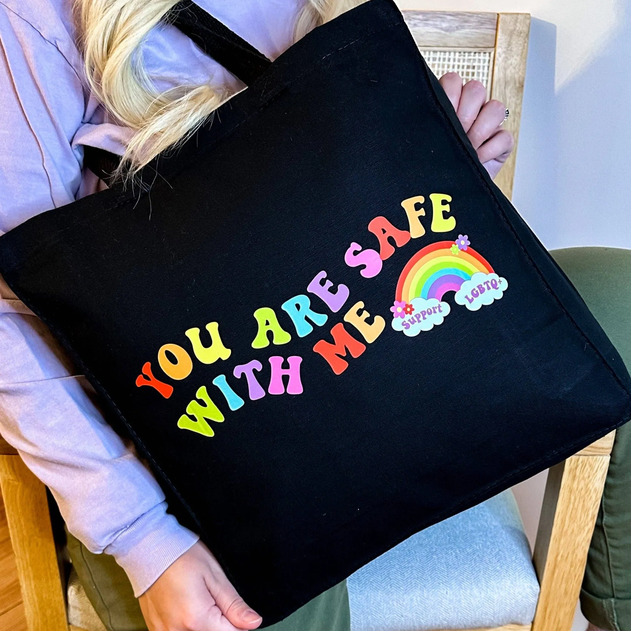 You Are Safe With Me LGBTQ  Canvas Tote Bag
