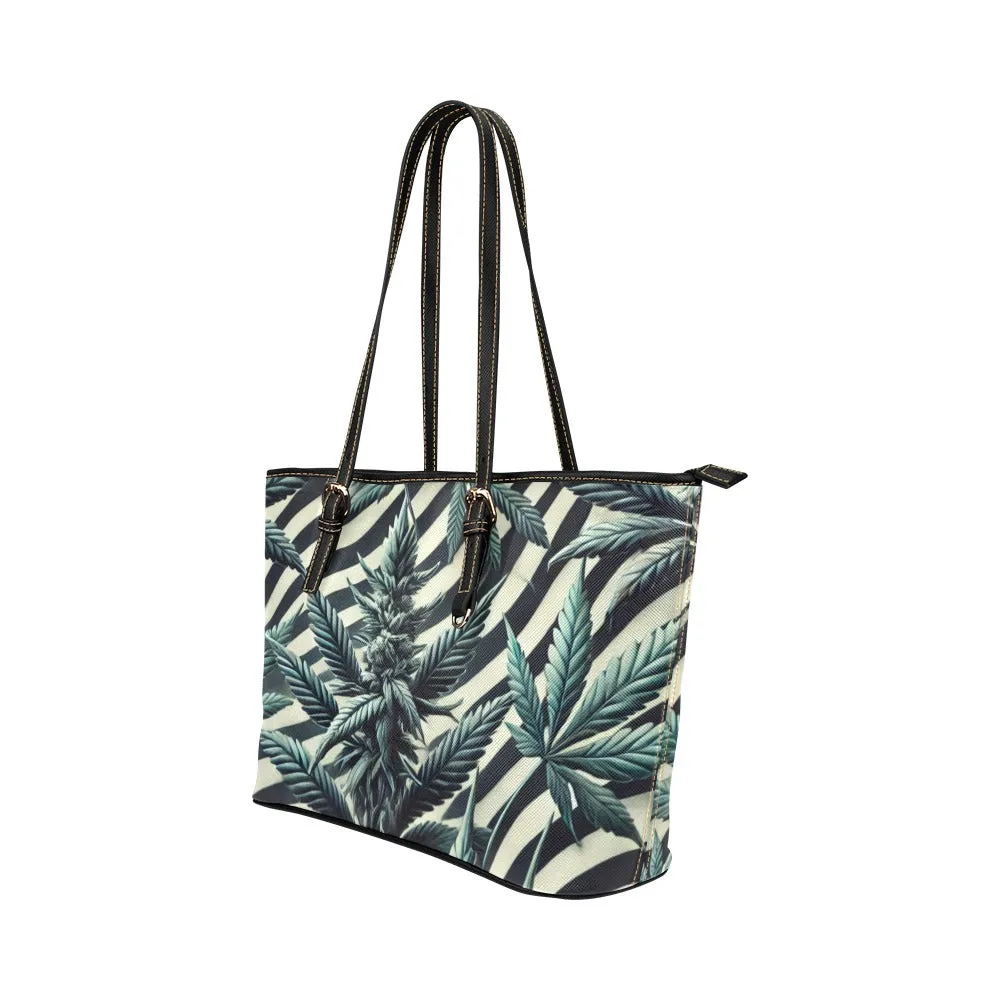 Zabra Stripes & Buds Leathery Tote