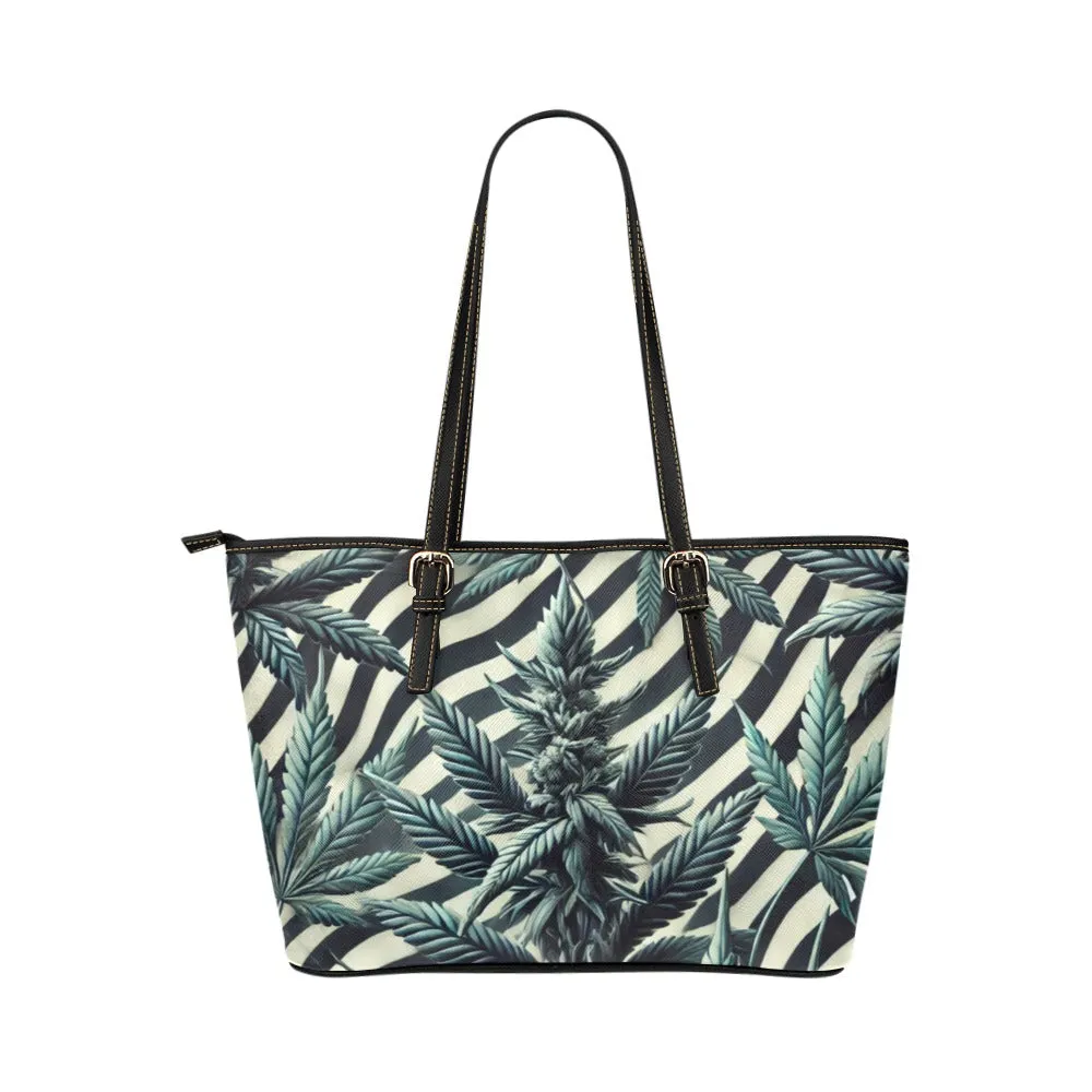 Zabra Stripes & Buds Leathery Tote