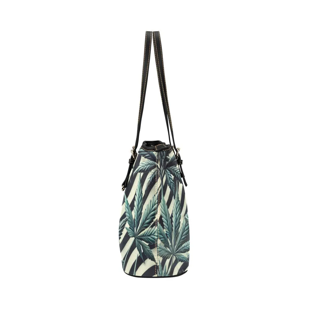 Zabra Stripes & Buds Leathery Tote