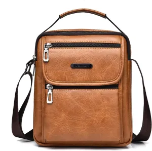Zipper Buckle Leather Messenger Bag Crossbody Shoulder Bag Vintage Handle Bags