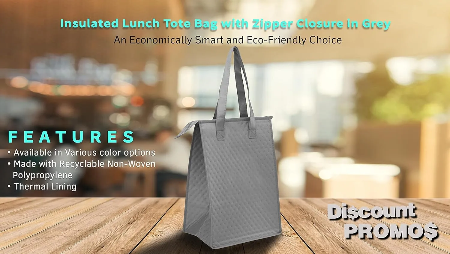 Zipper Insulated Lunch Tote Bags Set of 10, Bulk Pack - Perfect for Work, Travel, Outdoor Events - Grey