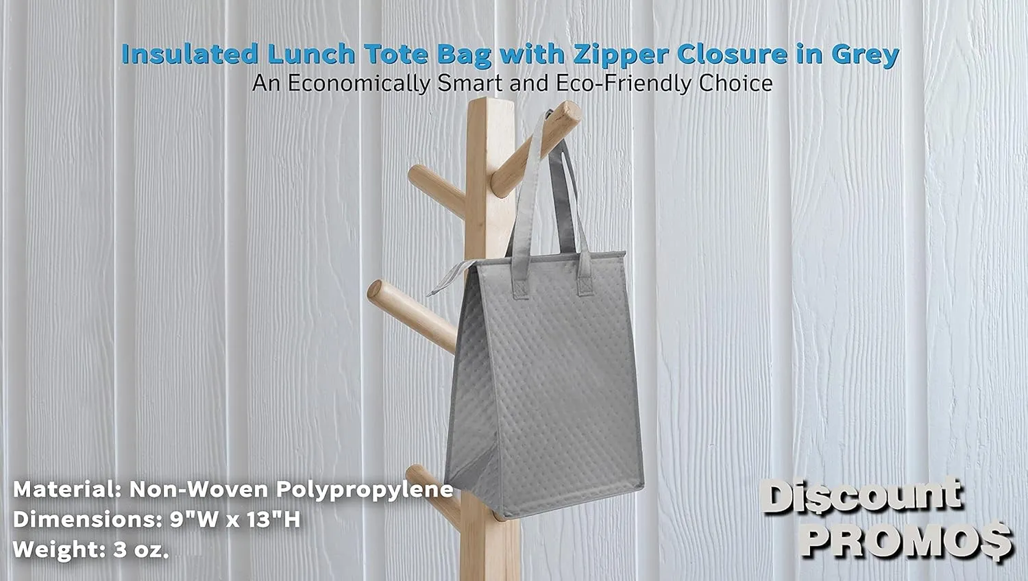 Zipper Insulated Lunch Tote Bags Set of 10, Bulk Pack - Perfect for Work, Travel, Outdoor Events - Grey