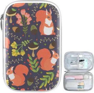 ZZKKO Cute Squirrels Purple Marble Pencil Case Zipper Pencil Holder Organizer Stationary Pen Bag Cosmetic Makeup Bag Pouch Purse for School Office Supplies