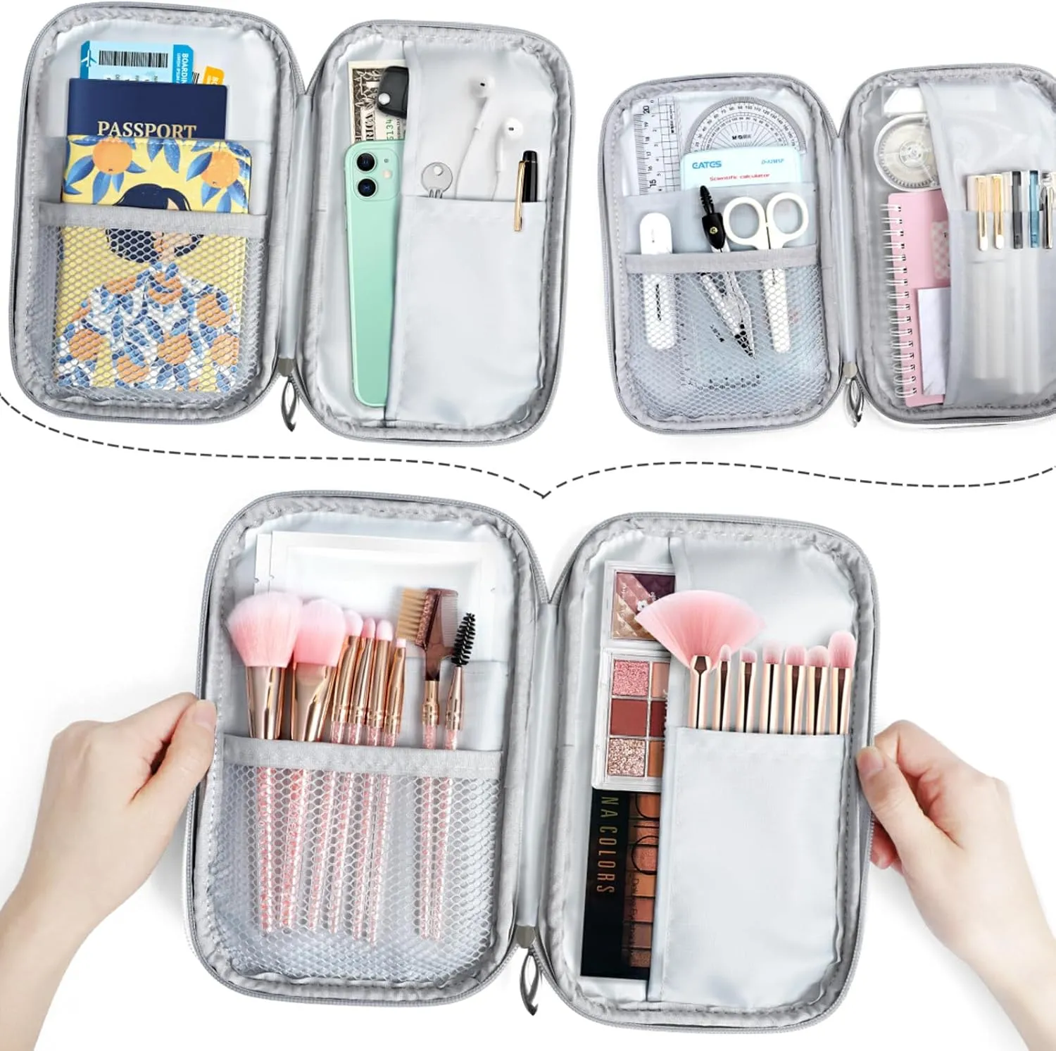 ZZKKO Cute Squirrels Purple Marble Pencil Case Zipper Pencil Holder Organizer Stationary Pen Bag Cosmetic Makeup Bag Pouch Purse for School Office Supplies